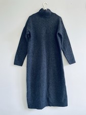 Abito maglione grigio antracite brindisi collo alto midi 100% fine lana merino uk 10-12