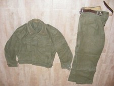 COMPLETO BATTLE DRESS + PANTALONE+ CINTURA CUOIO  ANNI 50