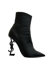 Stivaletti Yves Saint Laurent Opyum YSL in pelle nera con logo 40 