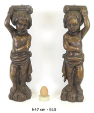 DUE SCULTURE DI LEGNO ANTICHE