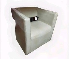 Poltrona Vera Pelle bianca design geometrico