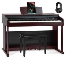 Pianoforte Digitale 88 Tasti Dinamici USB MIDI Mp3 Panca e Cuffie Set Marrone
