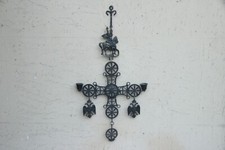 ANTICA XX secolo CROCE DI SAN GIORGIO IN OTTONE BRUNITO ARTE RUSSA cm.60 X 32