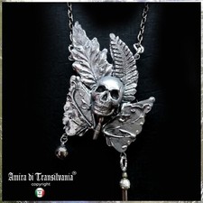 Silver Leaf Skull Jewelry
