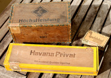 4 Vecchio Sigari Cigarillos Legno Scatola Scatole Havana Privat Sportstudent E&v