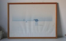 QUADRO LITOGRAFIA DI C. GIORDANI " SPIAGGIA CON CABINA" - ANNI 70/80