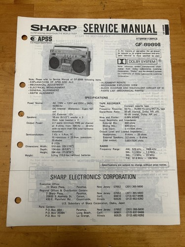 Sharp 8989ii boombox tape - sharp,