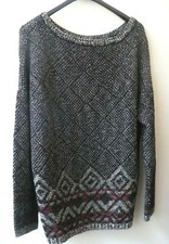 MAGLIA NERA BORDEAUX GRIGIA CON DISEGNI GEOMETRICI E FILI DORATI _TAGLIA XL