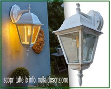lanterna esterno applique classico da muro basso in alluminio bianco shabby chic