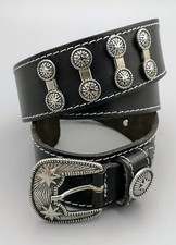 CINTURA DONNA IN PELLE NERA CON BORCHIE IN METALLO STILE COUNTRY