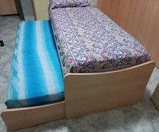 Letto singolo + Letto Estraibile a  Scomparsa + materassi (con doghe in legno)