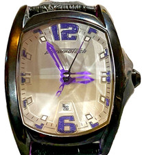 OROLOGIO DONNA CHRONOTECH PRISMA 34mm data pelle 7107L NUOVA BATTERIA sottile glitter!