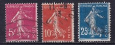 FRANCIA USATI 1906-20: SEMINATRICE LOTTO C 3 VALORI COME DA FOTO