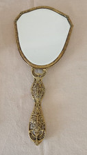 SPECCHIO STILE RETRO' IN METALLO DORATO LAVORATO VINTAGE  (s39)