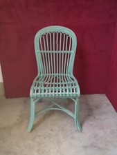 sedia poltroncina  midollino verniciato azzurro primi del Novecento vimini