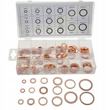 Set 220 Rondelle Rame Assortite 16 Misure con Scatola Tenuta Guarnizioni