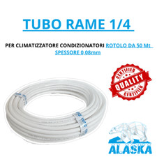 TUBO RAME 1/4 CONDIZIONAMENTO PER CLIMATIZZATORE CONDIZIONATORI ROTOLO DA 50 Mt