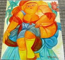 Ugo TAPPARINI (Opera Unica) 100x90 cm., Olio su Tela,con Autentica "MorganArte"