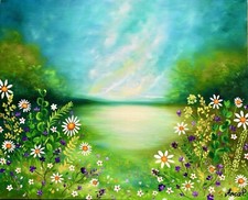 Quadro floreale su tela, arte originale, pittura fiori, pittura campo