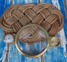 Lente Ingrandimento In Ottone Termometro Vintage Carte Nautiche Tavolo Carteggio