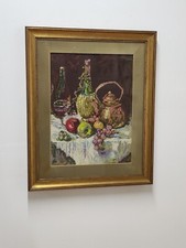QUADRO RICAMATO A MANO A MEZZO PUNTO 74x60vintage Q89