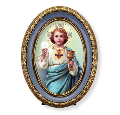 Cornice ovale foglia oro - , sacro