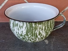  VASO DA NOTTE PITALE VINTAGE  IN FERRO SMALTATO VERDE BIANCO COME FOTO 