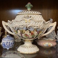 VINTAGE PREZIOSO IMPORTANTE CENTROTAVOLA ZUPPIERA CERAMICA CAPODIMONTE DRS
