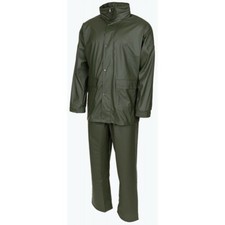 MFH Tuta antipioggia uomo 2 pezzi Giacca Pantaloni lavoro pesca Premium Olive