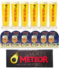 Servizio Birra Meteor 6 Bicchieri da 50 cl + 6 sottobicchieri + 1 telino gomma