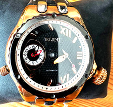 Orologio Uomo 46mm Auto Swiss Made 25J | DUAL TIME | Nero e Rosetone GENESIS ELINI