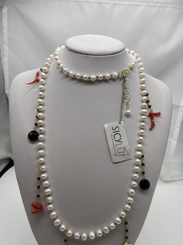 Collana corallo perle - collana, onice