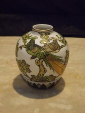 Vaso Ginger Jar Con Pavone Imari Dorato 5" Giappone Dipinto A Mano