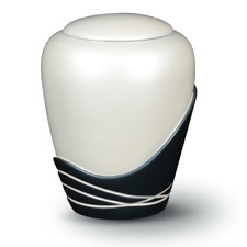  Bellissima Urna Cremante Rotonda Lucida per Cenere Resina Funerale Adulti Bianco e Nero