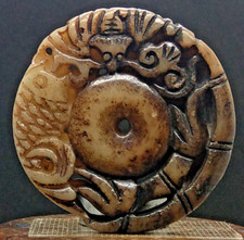 Antico ciondolo scultura antica giada hetiana pesci acquario artigianato cinese