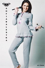 PIGIAMA DONNA RAGAZZA INVERNALE SOFIA BALESTRA 100% COTONE INTERLOCK TG. S
