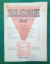 Libro Selezione Settimana Del Clero Anno VII N.4 Supplemento  Aprile 1952 