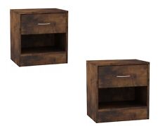 Set 2 Comodini Mobile Legno Cassetto Singolo Armadio Portaoggetti Rustico