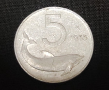 MONETA 5 Lire Del 1955 Delfino Repubblica Italiana  Romagnoli