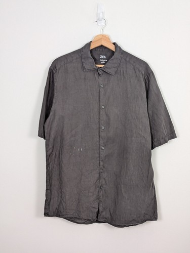 Camicia zara 100 lino nera - zara,