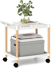 Carrello a 2 Piani, Carrello Multiuso in Plastica Con Ruote Bloccabili E Struttu