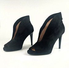 Eksbut Stiletto Donna a Caviglia Decollete' Punta Aperta Scamosciato Nero -Usato