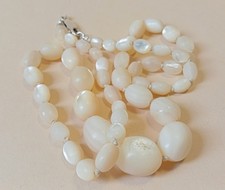 COLLANA MADREPERLA Graduata Perle Ovali VINTAGE Chiusura ARGENTO 925