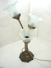 Lampada da tavolo in ottone stile liberty vetri flute