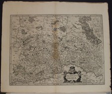 BAVARIA GERMANIA 1628 MERCATOR & HONDIUS INSOLITA ANTICA MAPPA INCISA RAME