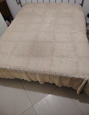 Coperta Matrimoniale All'uncinetto, Fatta A Mano, Di Cotone Ecru