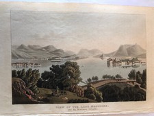  Lago di Como - 1820  villa Pliniana acquatinta Lombardia