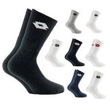 LOTTO 6 PAIA CALZE CORTE UOMO SPORT TENNIS SPUGNA COTONE BIANCO NERO GRIGIO BLU