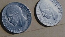 lotto 2monete c.20 1941 errore di conio  identico su due monete