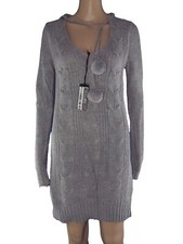 Terranova Abito Donna M Medium Maglione Lungo Pompon Corto Grigio Manica Lunga